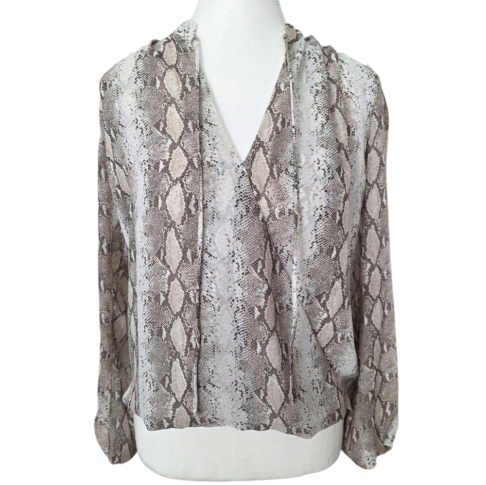 Veronica M Snakeskin Long Sleeve Blouse Size XS